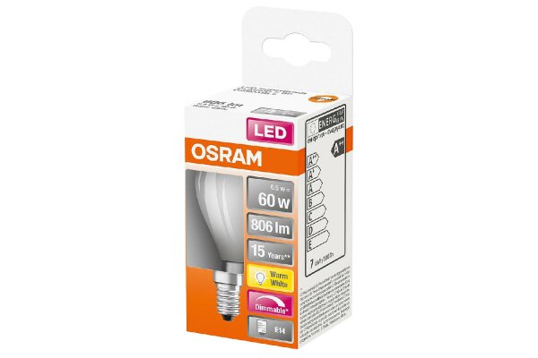 OSRAM LED Tropfenlampe 6,5W E14 806lm 2700