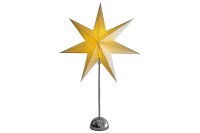 STAR TRADING LED-Standstern Cellcandle Metall/Papier Flocke 75x50cm Batterie Timer chrom/weiss