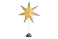 STAR TRADING LED-Standstern Cellcandle Metall/Papier Flocke 75x50cm Batterie Timer chrom/weiss