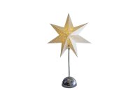 STAR TRADING LED-Standstern Cellcandle Metall/Papier Flocke 55x35cm Batterie Timer chrom/weiss