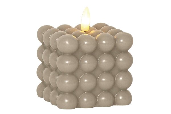 STAR TRADING LED-Wachskerze Flamme Dot 9,5x7,5cm beige