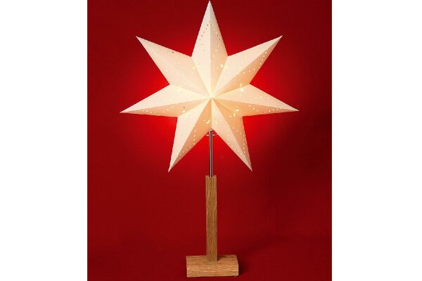 STAR TRADING Standleuchter Stern Karo 70cm Ø43cm beige