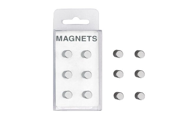 ZELLER PRESENT Magnet Edelstahl extra-stark auch für Glasmagnettafeln ,8cm silber 6 Stück