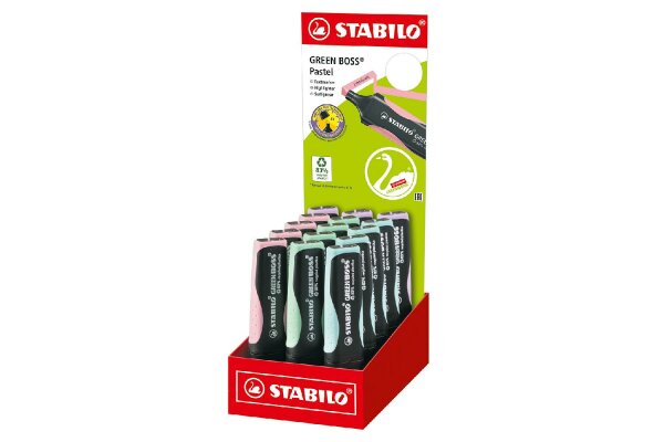 STABILO Display Textmarker Green Boss Pastel 15teilig