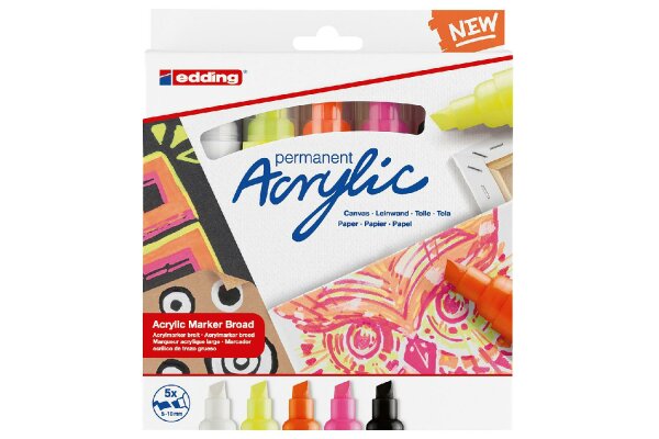 EDDING Acrylic Marker 5000 breit neon 5Stück