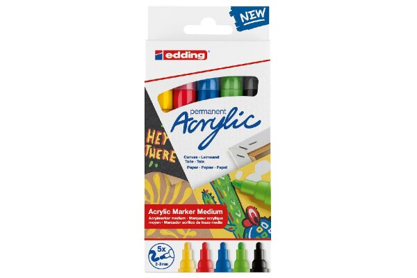 EDDING Acrylic Marker 5100 medium basic 5Stück