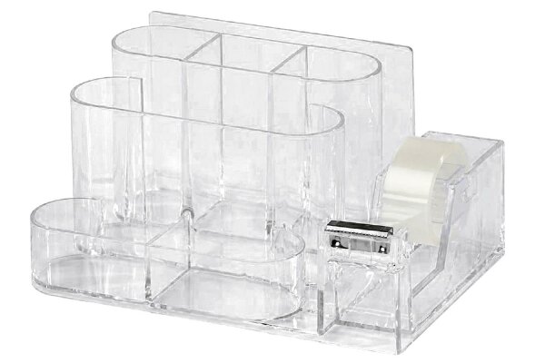 RHEITA Schreibtischorganizer transparent mit Klebefilmabroller