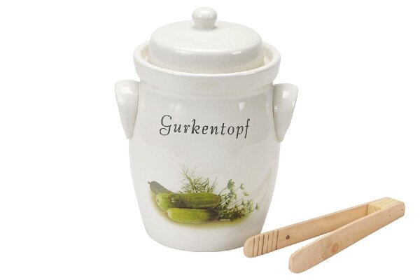 Gurkentopf 3,5 l mit Holzzange und Rezept