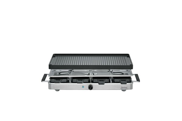 SPRING 3267310001 Raclettegrill mit Alugrillplatte 8 Pfännchen 1200 Watt Edelstahl