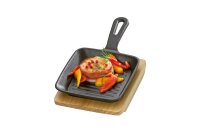 KÜCHENPROFI Grill-/Servierpfanne eckig mit Holzbrett BBQ 23x13,5x5,5cm