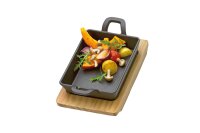 KÜCHENPROFI Servierpfanne eckig mit 2 Griffen und Holzbrett BBQ 21,5x12,5x6cm