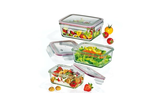 KÜCHENPROFI Lunchbox/Vorratsdosen-Set Glas rechteckig 3tlg.