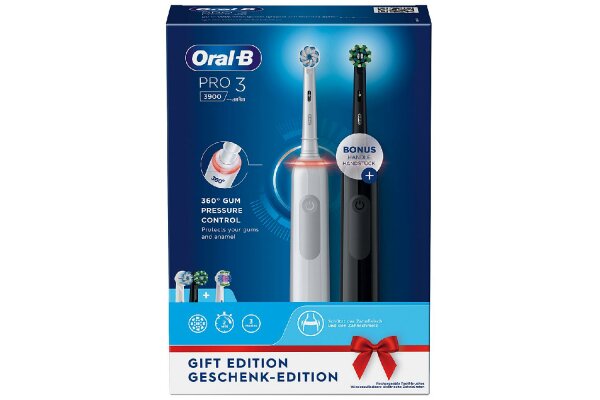 ORAL-B Zahnbürste Pro 3 3900 Black/White mit 2. Handstück JAS22