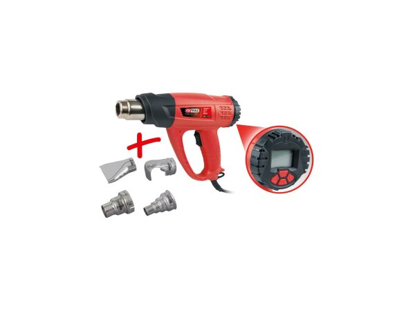 KS-TOOLS Heißluftgebläsesatz 2000W digital 5-tl mit LCD-Anzeige