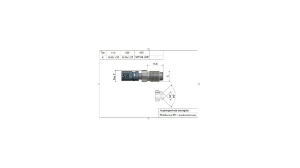 SPEEDBRAKES Drehanschluss Vario "Typ 410 Edelstahl, Außengewinde, M10 x 1,00 beweglich