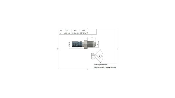 SPEEDBRAKES Drehanschluss Vario "Typ 510 Aluminium, anthrazit, Außengewinde, M10 x 1,00 fest