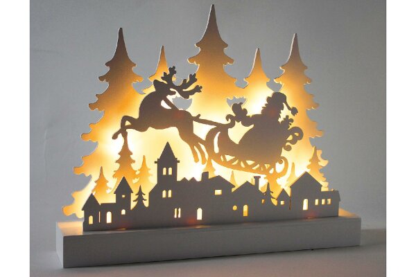 F-H-S Silhouette Santa mit Schlitten 12LED 30x6x24cm