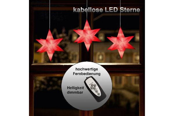 F-H-S Sterne LED kabellos ø13cm rot 3er Set