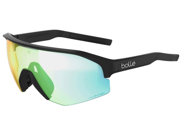 BOLLÉ Sportbrille "Lightshifter XL" Größ black matte, Scheibe phantom clear green, Cat. 1-3, hochfestes NXT-Glas, photochromatisch, erhöhter Kontrast, beste optische Klarheit, 100 % UV-Schutz