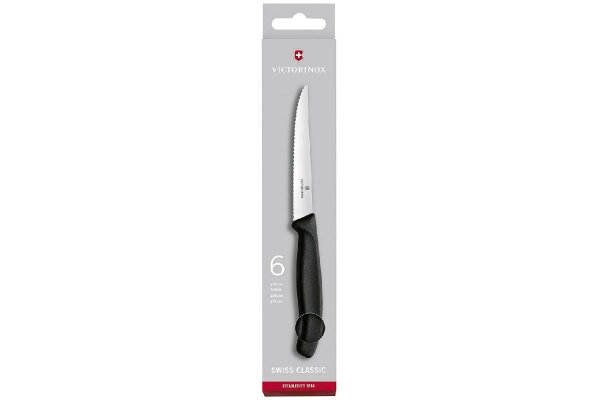 Swiss Classic, Steakmesser Set, 6tlg, 11cm, Wellen, schwarz