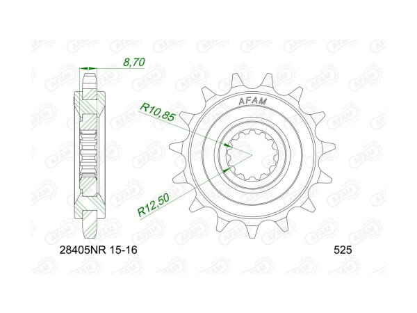 AFAM Antriebsritzel "28405" 525, Stahl g 15 Zähne