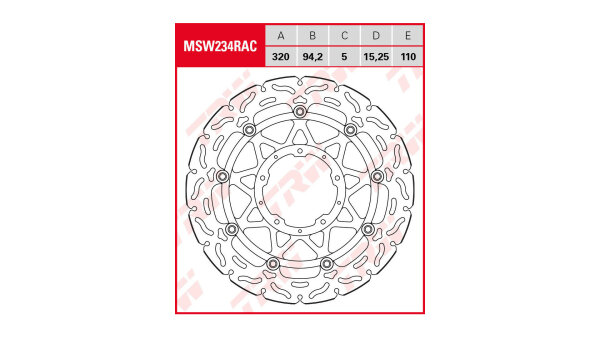 TRW Bremsscheibe "MSW234RAC" schwimmend, mit ABE