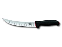 Dual Grip, Schlachtmesser, 20cm,gerade,Kullen,schmal,schwarz/rot