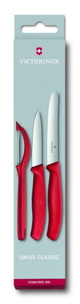 Swiss Classic Gemüsemesser-Set mit Schäler, 3-teilig, rot