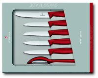 Swiss Classic Gemüsemesser-Set, 6-teilig, rot, Geschenkverpackung