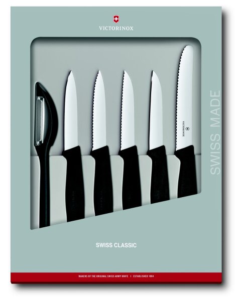 Swiss Classic Gemüsemesser-Set, 6-teilig, schwarz, Geschenkverp.