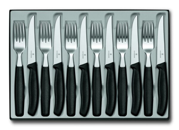 Swiss Classic, Besteckset(Steakmesser),12tlg,11cm,Wellen,schwarz