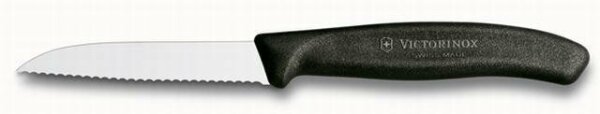 Swiss Classic, Gemüsemesser, 8cm, Wellen, schwarz