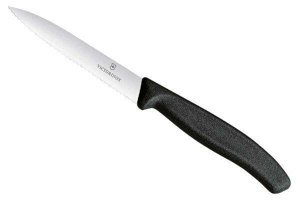 Swiss Classic, Gemüsemesser, 10cm, Wellen, schwarz