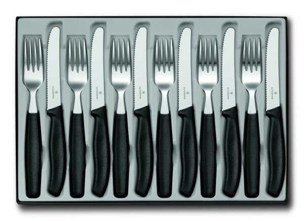 Swiss Classic, Besteckset (Tomatenmesser), 12tlg, Wellen, schwarz