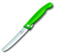 Swiss Classic, Picknick Messer, 11cm, Wellen, grün, B