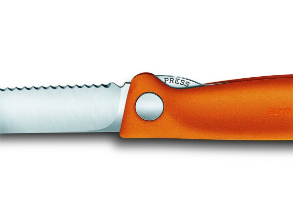 Swiss Classic, Picknick Messer, 11cm, Wellen, orange, B