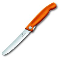 Swiss Classic, Picknick Messer, 11cm, Wellen, orange, B