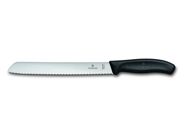 SwissClassic, Brotmesser, Wellenschliff, 21cm, schwarz, G