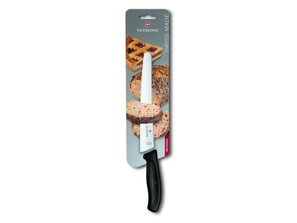 Swiss Classic, Brot- und Konditormesser, 22cm, Wellen, schwarz, B