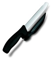 Swiss Classic DUX-Messer, Wellenschliff, 21cm, schwarz