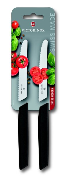 Swiss Modern, Tomaten & Tafelmesser, 2tlg, 11cm,Wellen,schwarz,B