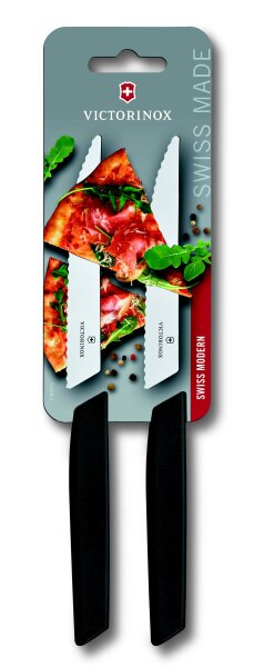 Swiss Modern, Steakmesser, 2tlg, 12cm, Wellen, schwarz, B