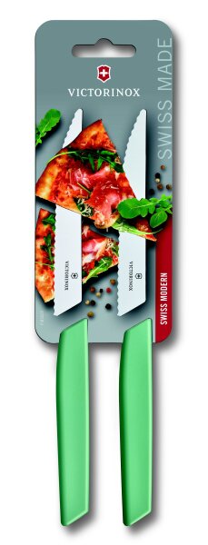 Swiss Modern, Steak und Pizzamesser, 2tlg, 12cm,Wellen,mint,B