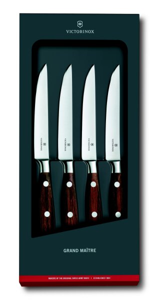 Grand Maître, Steakmesser Set, 4tlg, 12cm, gerade,mod. Ahorn,G