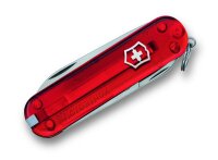 Schweizer Taschenmesser Klein 7 Funktionen Classic SD, 58 mm, rot transparent