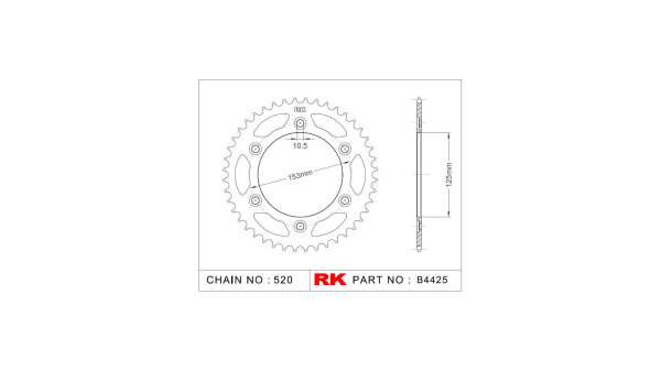 RK Kettenrad "4425" 520, Stahl 45 Zähne