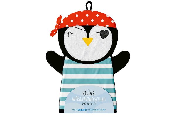 LA VIDA Waschhandschuh Pinguin 27x20cm