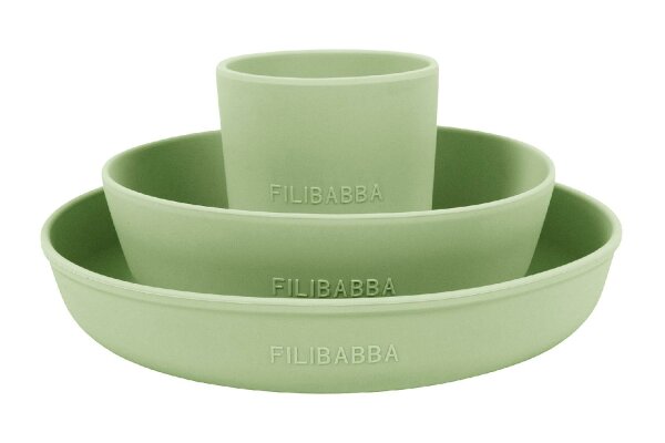 FILIBABBA Geschirrset Silikon Green