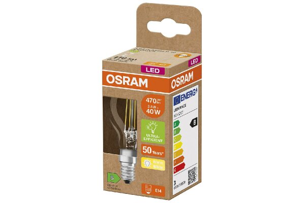 OSRAM LED Filament Tropfen ULTRA EFF 2,5W 470lm 2.700K klar