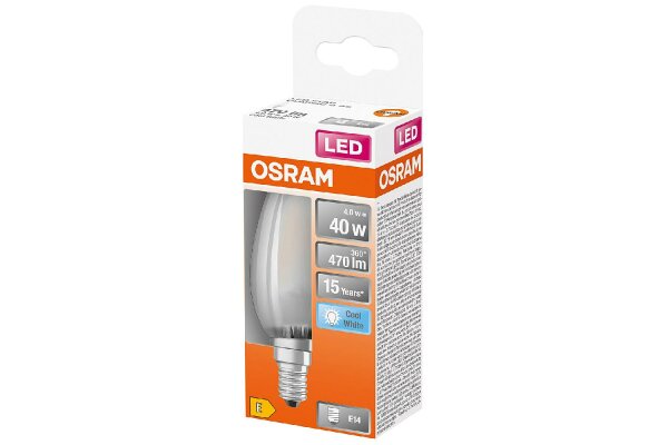 OSRAM LED Filament Kerze E14 4W 470lm 4.000K matt